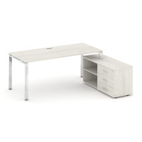 Style Project Direct Lux Стол письменный с греденцией правой M-SN-6P.SRG-014.M(R) Дуб Наварра/Нержав