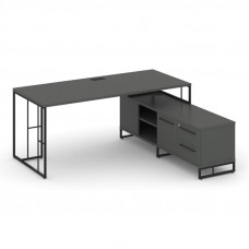 Rift Direct Стол руководителя на опорной тумбой RF.SRT-24 (R) Антрацит NEW/Металл Черный/Черный Ручк