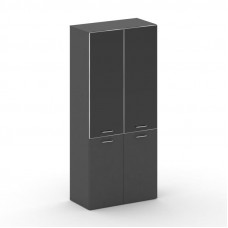 Шкаф офисный широкий высокий Фреско 896*460*2000 FRU.ST-101 black Базальт UM/Лакобель Черный/Хром