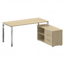 Metal System Direct Стол руковод. с тумбой БГ.СРТ-4.7 (R) Акация Лорка/Нержавеющая Сталь 1700*1520*7