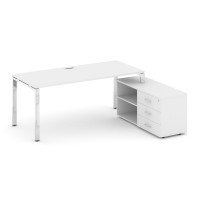 Style Project Direct Lux Стол письменный с греденцией правой M-SN-6P.SRG-015.M(R) Белый/Нержавеющая