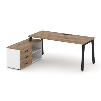 Style Project Direct Стол письменный с греденцией левой SN-6A.SRG-016.M(L) Дуб Табак/Белый/Дуб Табак