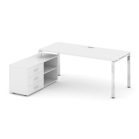Style Project Direct Lux Стол письменный с греденцией левой M-SN-6P.SRG-023.M(L) Белый/Нержавеющая С