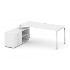 Style Project Direct Lux Стол письменный с греденцией левой M-SN-6P.SRG-023.M(L) Белый/Нержавеющая С