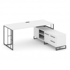 Rift Direct Стол руководителя на опорной тумбой RF.SRT-24 (R) Белый Бриллиант/Металл Антрацит/Черный