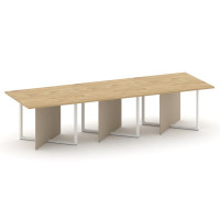 Шифт Стол переговорный, тройной, прямоугольный SK.SP-KV-110-3.P Тиквуд Светлый/Капучино/Металл Белый