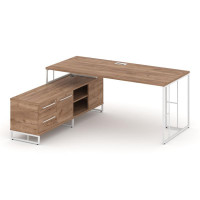 Rift Direct Стол руководителя на опорной тумбой RF.SRT-24 (L) Дуб Табак/Металл Белый/Белый Ручки 158