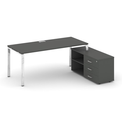 Style Project Direct Lux Стол письменный с греденцией правой M-SN-6P.SRG-015.M(R) Антрацит/Нержавеющ