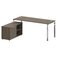 Metal System Direct Стол руковод. с тумбой БГ.СРТ-5.7 (L) Вяз Благородный/Нержавеющая Сталь 1900*152