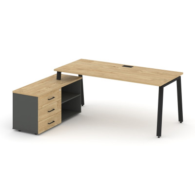 Style Project Direct Стол письменный с греденцией левой SN-6A.SRG-015.M(L) Тиквуд Светлый/Антрацит/Т