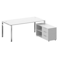 Metal System Direct Стол руковод. с тумбой БГ.СРТ-5.9 (R) Белый/Нержавеющая Сталь 1900*1720*750