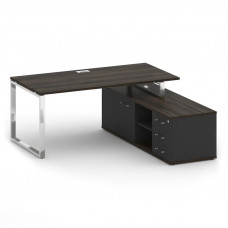 Стол руководителя с опорной греденцией, правый Шифт 1800*1800*753 SK.SRG-180 (R) Дуб Мали/Антрацит NEW