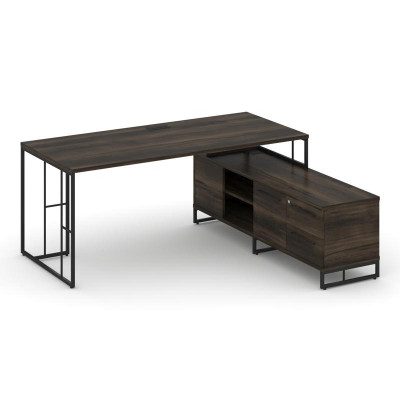 Rift Direct Стол руководителя на опорной тумбой RF.SRT-25 (R) Дуб Мали/Металл Черный/Черный Ручки 17