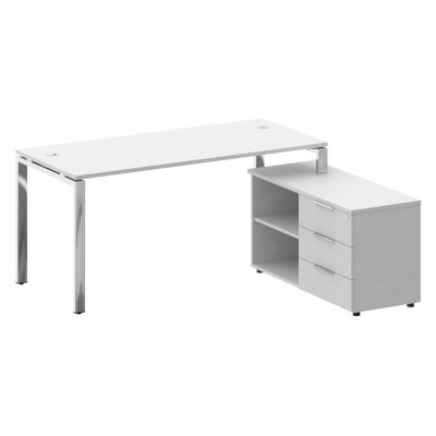 Metal System Direct Стол руковод. с тумбой БГ.СРТ-4.7 (R) Белый/Нержавеющая Сталь 1700*1520*750