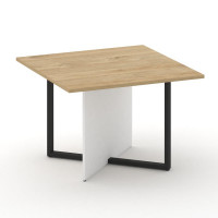 Шифт Стол переговорный, квадратный SK.SP-KV-110-1.P Тиквуд Светлый/Белый Бриллиант/Металл Черный 110