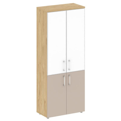 Шифт Шкаф высокий широкий SK.ST-1.2R white Тиквуд Светлый/Капучино/Стекло White 800*420*1977