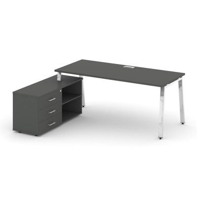 Style Project Direct Lux Стол письменный с греденцией левой M-SN-6A.SRG-015.M(L) Антрацит/Нержавеюща