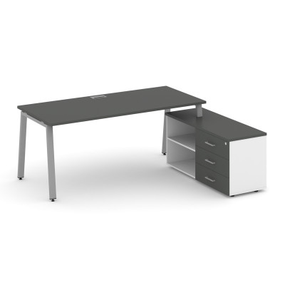 Style Project Direct Стол письменный с греденцией правой SN-6A.SRG-015.M(R) Антрацит/Белый/Антрацит/