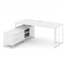 Rift Direct Стол руководителя на опорной тумбой RF.SRT-25 (L) Белый Бриллиант/Металл Белый/Белый Руч