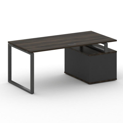 Шифт Стол руководителя с опорной тумбой , левый SK.SRT-180.P (L) Дуб Мали/Антрацит NEW/Металл Антрац