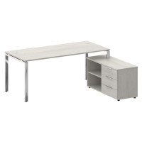 Metal System Direct Стол руковод. с тумбой БГ.СРТ-5.8 (R) Дуб Наварра/Нержавеющая Сталь 1900*1620*75