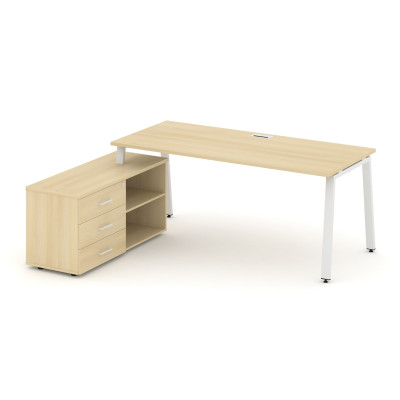 Style Project Direct Стол письменный с греденцией левой SN-6A.SRG-013.M(L) Акация Лорка/Металл Белый