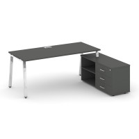 Style Project Direct Lux Стол письменный с греденцией правой M-SN-6A.SRG-025.M(R) Антрацит/Нержавеющ