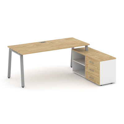 Style Project Direct Стол письменный с греденцией правой SN-6A.SRG-026.M(R) Тиквуд Светлый/Белый/Тик