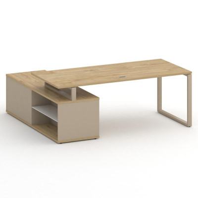 Шифт Стол руководителя с опорной греденцией, правый SK.SRG-200.P (R) Тиквуд Светлый/Капучино/Металл