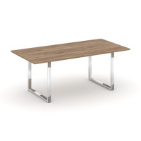 Style Project Direct Lux Стол переговорный M-SN-6O.SPRG-198.3 Дуб Табак/Нержавеющая Сталь/Хром 1980*