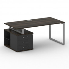 Стол руководителя с опорной тумбой , левый Шифт 1800*904*753 SK.SRT-180.P (L) Дуб Мали/Антрацит NEW/Металл Серый