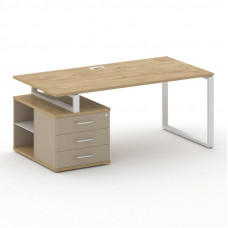 Стол руководителя с опорной тумбой , левый Шифт 1800*904*753 SK.SRT-180.P (L) Тиквуд Светлый/Капучино/Металл Белый