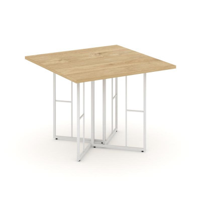 Rift Direct Стол переговорный RF.SPRG-001 Тиквуд Светлый/Металл Белый 980*980*750