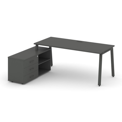 Style Project Direct Стол письменный с греденцией левой SN-6A.SRG-023.M(L) Антрацит/Металл Антрацит/