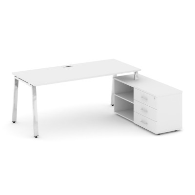 Style Project Direct Lux Стол письменный с греденцией правой M-SN-6A.SRG-023.M(R) Белый/Нержавеющая