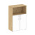 Шкаф офисный средний широкий Шифт 800*420*1207 SK.ST-2.2R white Тиквуд Светлый/Стекло White