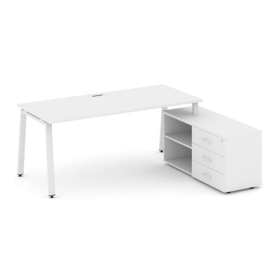 Style Project Direct Стол письменный с греденцией правой SN-6A.SRG-015.M(R) Белый/Металл Белый/Заглу