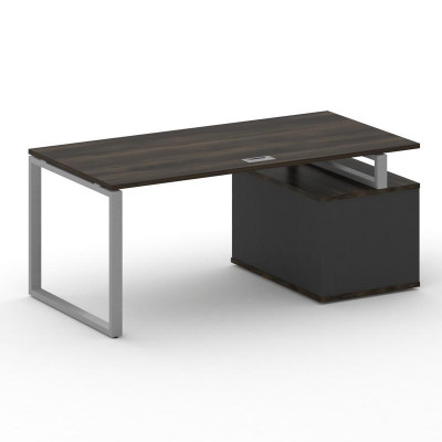 Шифт Стол руководителя с опорной тумбой , левый SK.SRT-180.P (L) Дуб Мали/Антрацит NEW/Металл Серый