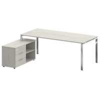 Metal System Direct Стол руковод. с тумбой БГ.СРТ-6.9 (L) Дуб Наварра/Нержавеющая Сталь 2100*1720*75