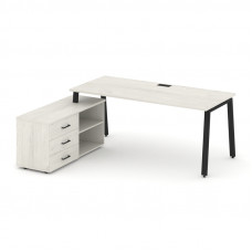 Style Project Direct Стол письменный с греденцией левой SN-6A.SRG-015.M(L) Дуб Наварра/Металл Черный