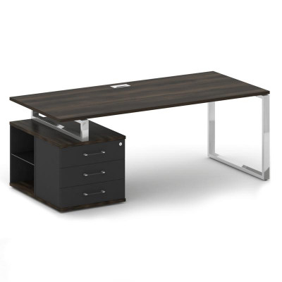 Шифт Стол руководителя с опорной тумбой, левый SK.SRT-200 (L) Дуб Мали/Антрацит NEW 2000*904*753