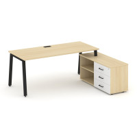 Стол письменный с греденцией правой Стайл Проджект Директ 1980*1580*750 SN-6A.SRG-025.M(R) Акация Лорка/Акация Лорка/Белый/Металл Черный