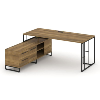 Rift Direct Стол руководителя на опорной тумбой RF.SRT-24 (L) Сандал Янтарный/Металл Черный/Черный Р