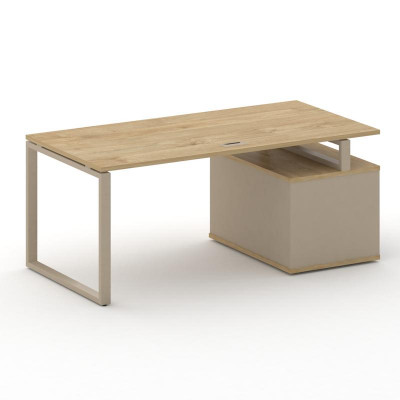 Шифт Стол руководителя с опорной тумбой , левый SK.SRT-180.P (L) Тиквуд Светлый/Капучино/Металл Капу