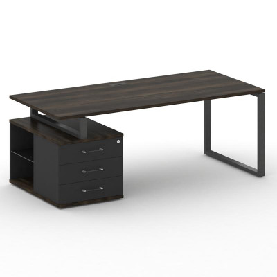 Шифт Стол руководителя с опорной тумбой , левый SK.SRT-200.P (L) Дуб Мали/Антрацит NEW/Металл Антрац