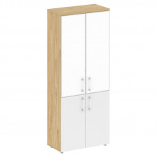 Шкаф офисный высокий широкий Шифт 800*420*1977 SK.ST-1.2R white Тиквуд Светлый/Белый Бриллиант/Стекло White