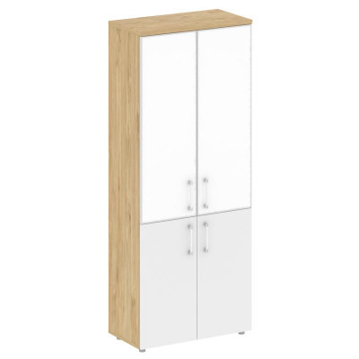 Шифт Шкаф высокий широкий SK.ST-1.2R white Тиквуд Светлый/Белый Бриллиант/Стекло White 800*420*1977