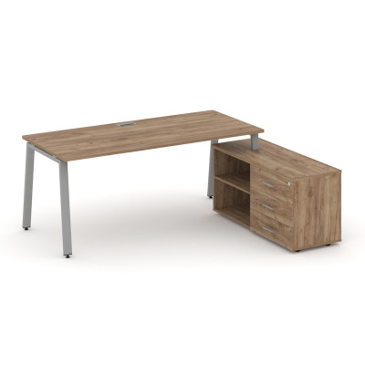 Style Project Direct Стол письменный с греденцией правой SN-6A.SRG-023.M(R) Дуб Табак/Металл Серый/З