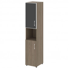 Yalta Шкаф узкий LT.SU-1.4 R (L) black Вяз Благородный/Стекло Black 400*450*1987