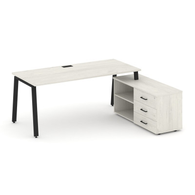 Style Project Direct Стол письменный с греденцией правой SN-6A.SRG-015.M(R) Дуб Наварра/Металл Черны